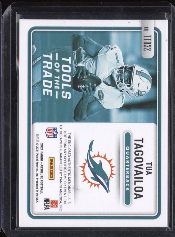 Tua Tagovailoa 2021 Panini Absolute TTD32 Tools of the Trade Dual Patch Auto /25