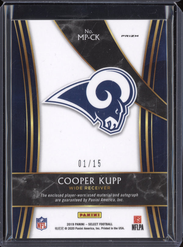 Cooper Kupp 2019 Panini Select MP-CK Signature Memorabilia Tie-Dye 1/15