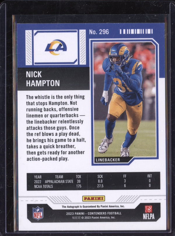 Nick Hamilton 2023 Panini Contenders 296 Rookie Ticket Auto RC