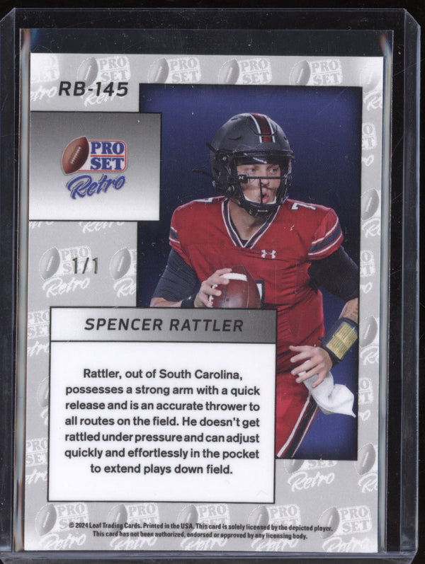 Spencer Rattler 2024 Leaf Pro Set RB-145 Super Prismatic Gold 1/1