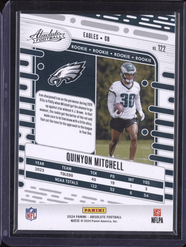 Quinyon Mitchell 2024 Panini Absolute 122 RC 2/125