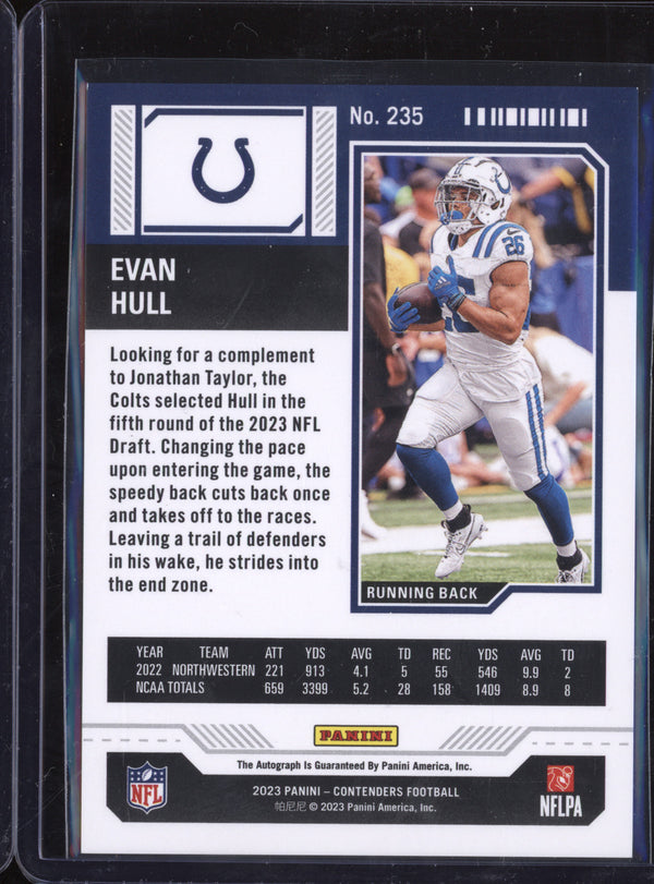 Evan Hull 2023 Panini Contenders 235 Rookie Ticket Auto RC