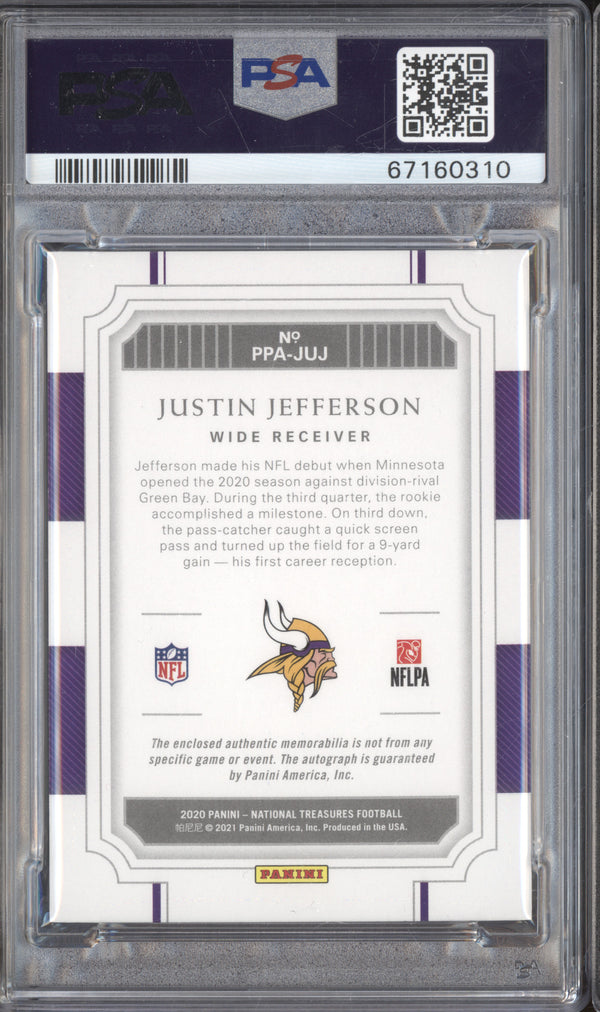 Justin Jefferson 2020 Panini NT PPA-JUJ Prodigy Patch Auto RC 49/99 PSA 8/10