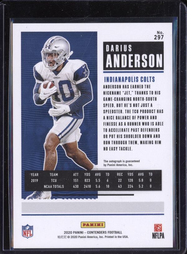 Darius Anderson 2020 Panini Contenders 297 Rookie Ticket Auto RC