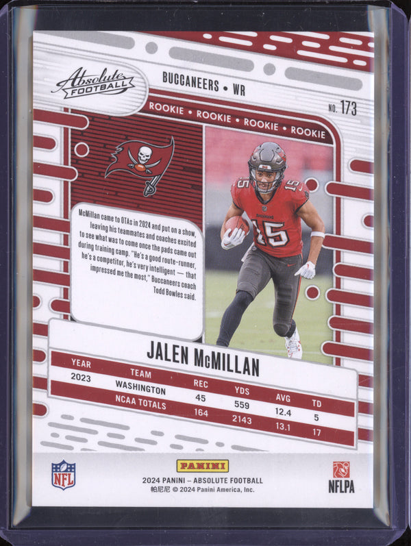 Jalen McMillan 2024 Panini Absolute 173 RC 49/75