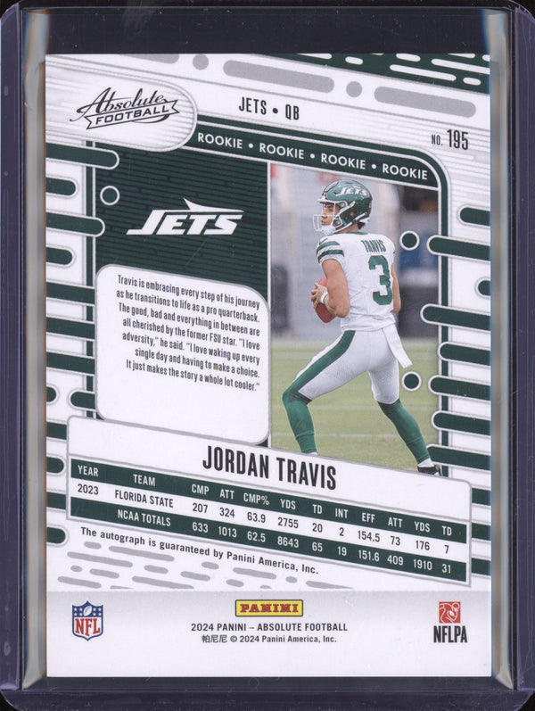 Jordan Travis 2024 Panini Absolute Auto 195 RC 97/100