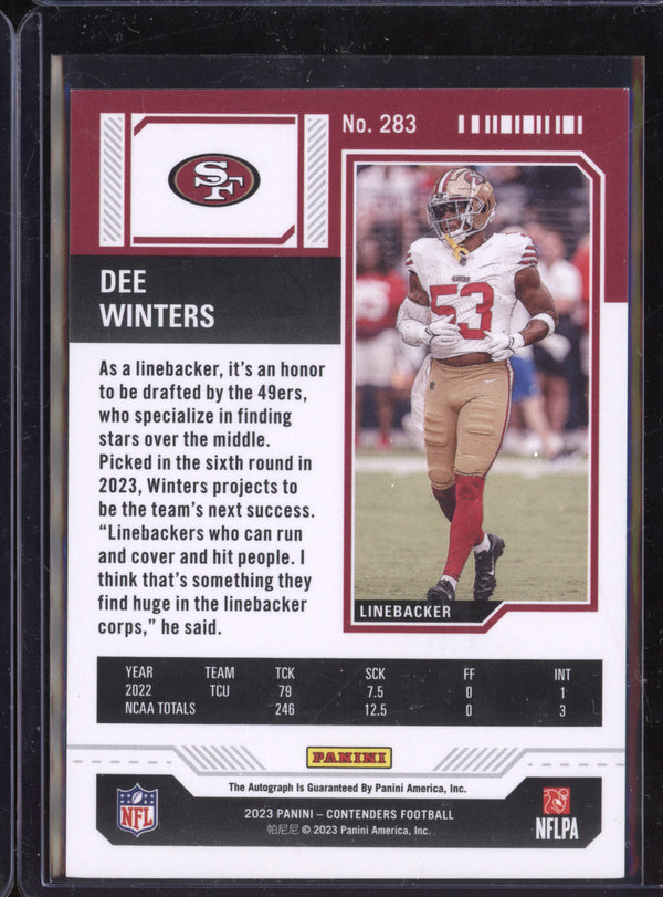 Dee Winters 2023 Panini Contenders 283 Rookie Ticket Auto RC