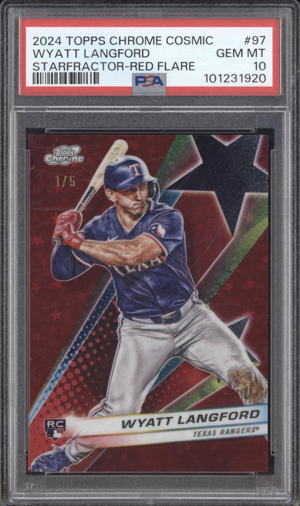 Wyatt Landford 2024 Topps Chrome Cosmic SF-97 Starfractor Red Flare RC /5 PSA 10