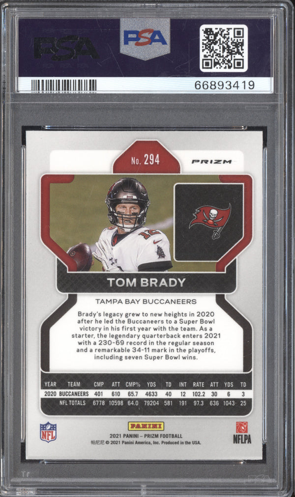 Tom Brady 2021 Panini Prizm 294 Neon Green Pulsar PSA 10