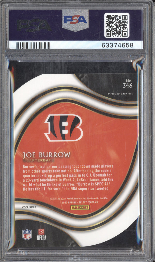 Joe Burrow 2020 Panini Select 346 Die-Cut Neon Green RC PSA 10