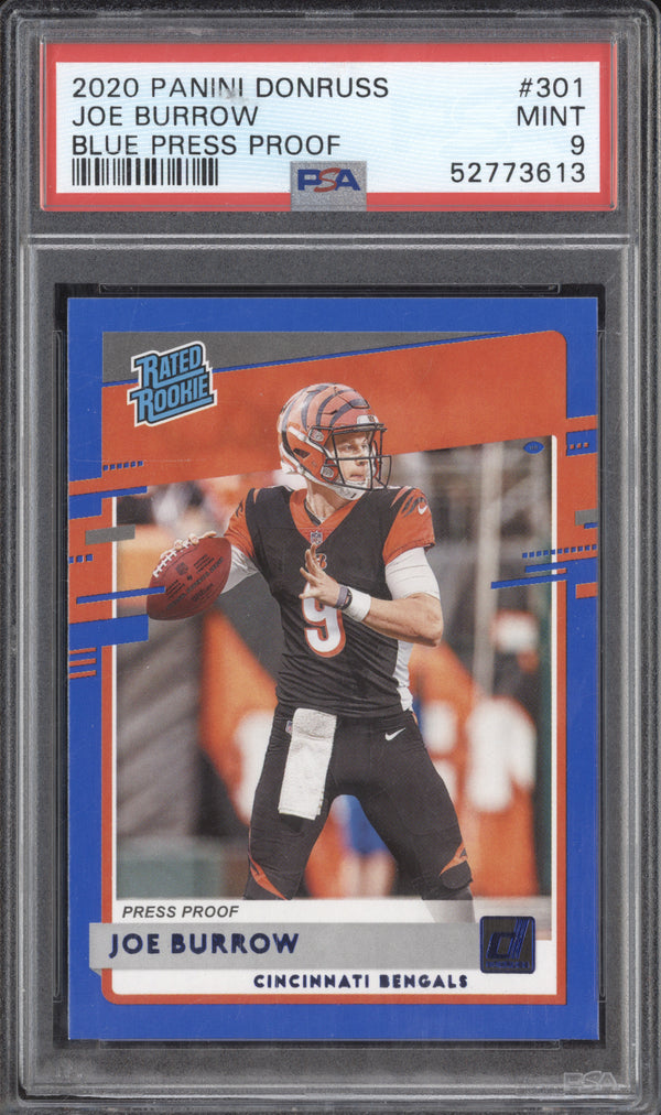 Joe Burrow 2020 Panini Select 301 Blue Press Proof RC PSA 9