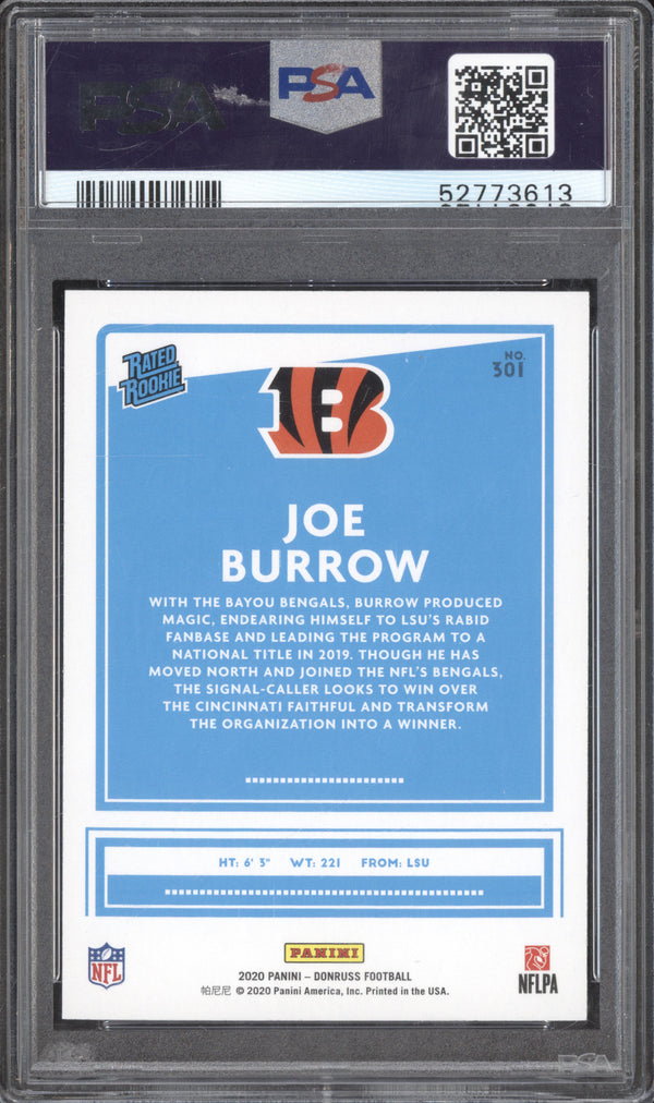 Joe Burrow 2020 Panini Select 301 Blue Press Proof RC PSA 9