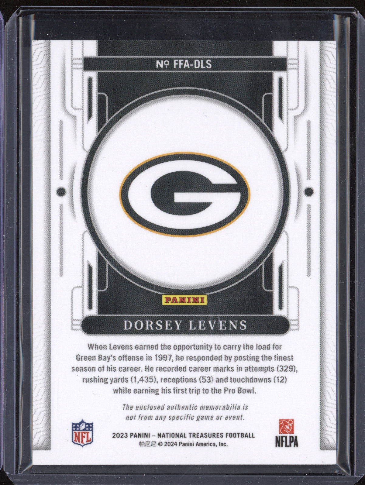 Dorsey Levens 2023 Panini NT FFA-DLS Framed Fabric Holo Silver 19/25