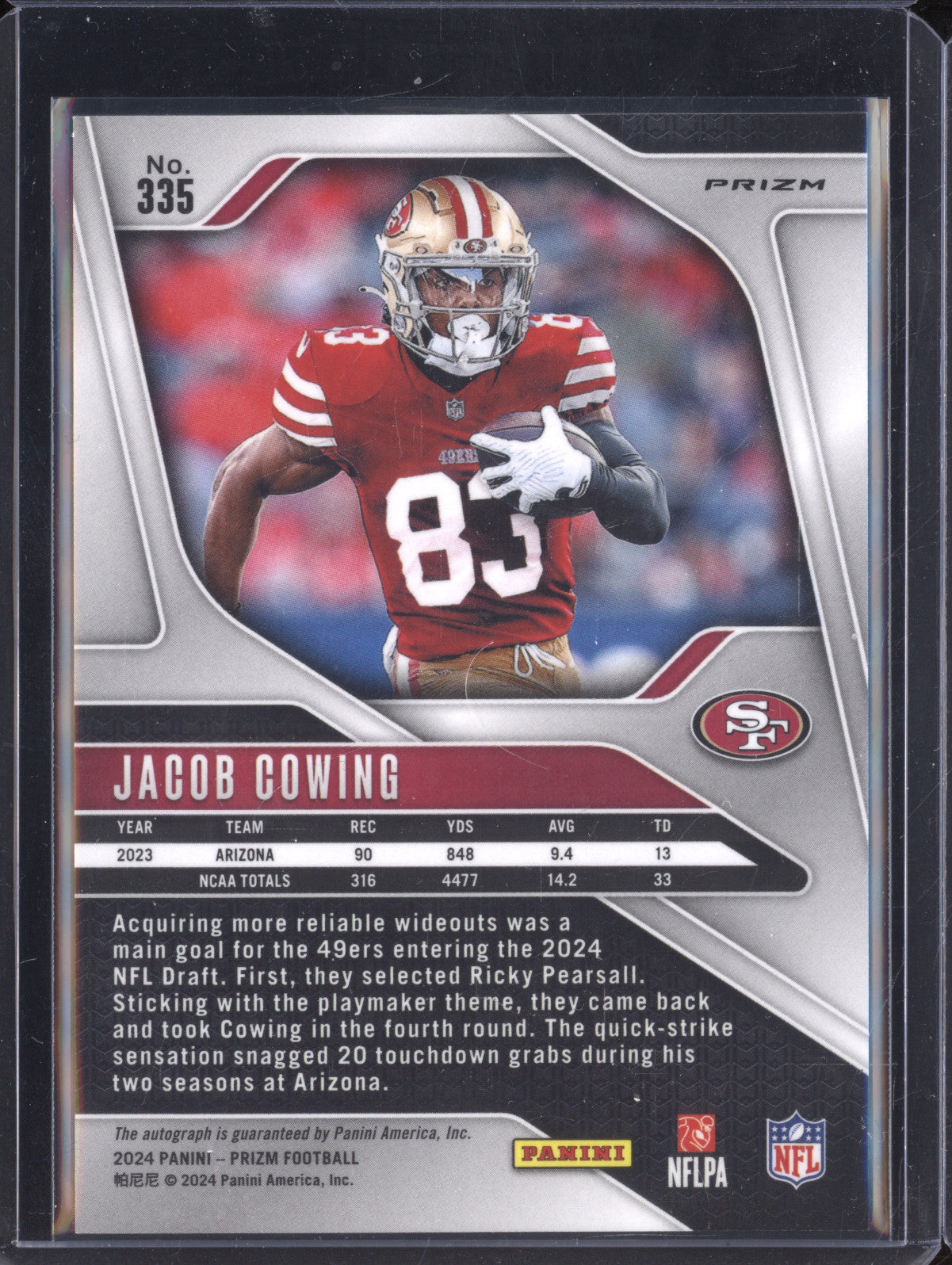 Jacob Cowing 2024 Panini Prizm 335 No Huddle Rookie Auto RC