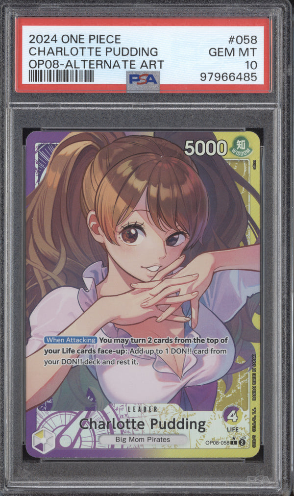 Charlotte Pudding 2024 One-Piece OP08 Two Legends 58 Alternate Art PSA 10