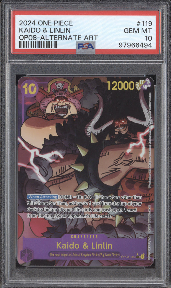 Kaido & Linlin 2024 One-Piece OP08 Two Legends 119 Alternate Art PSA 10