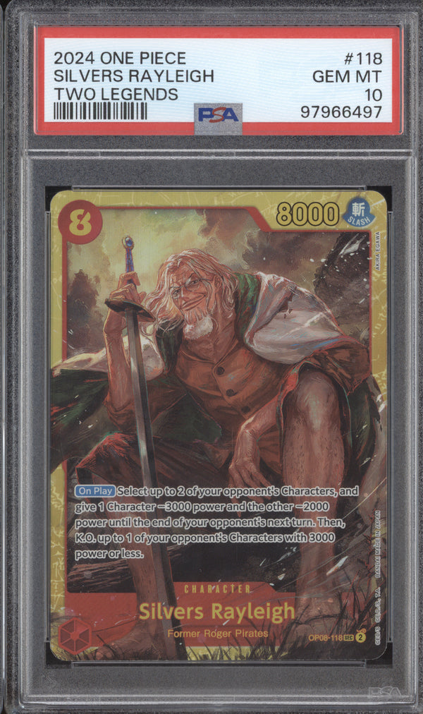 Silvers Rayleigh 2024 One-Piece OP08 Two Legends 118 Two Legends PSA 10