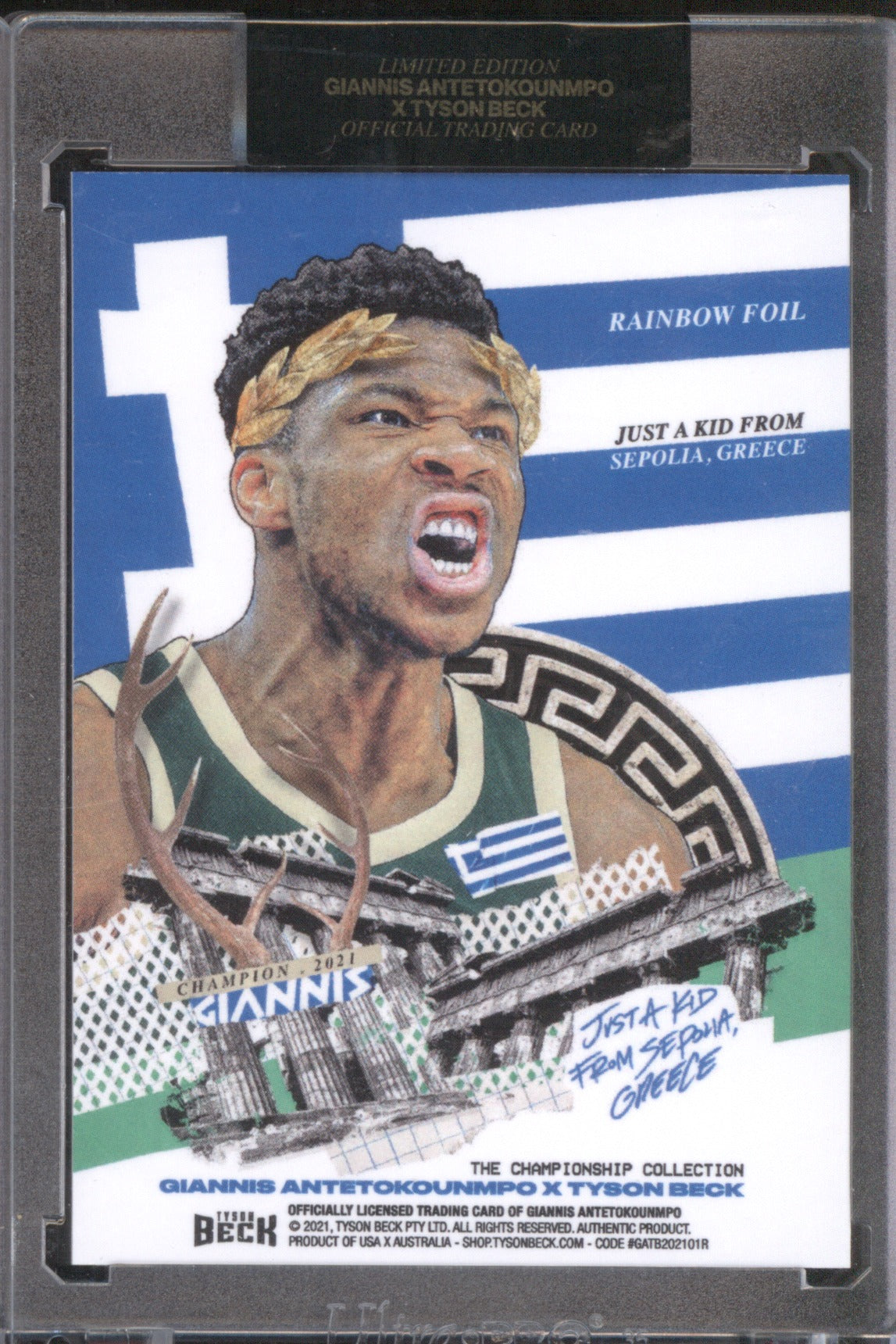 Giannis Antetokounmpo 2021 Tyson Beck 2021 Champion Rainbow Foil /99