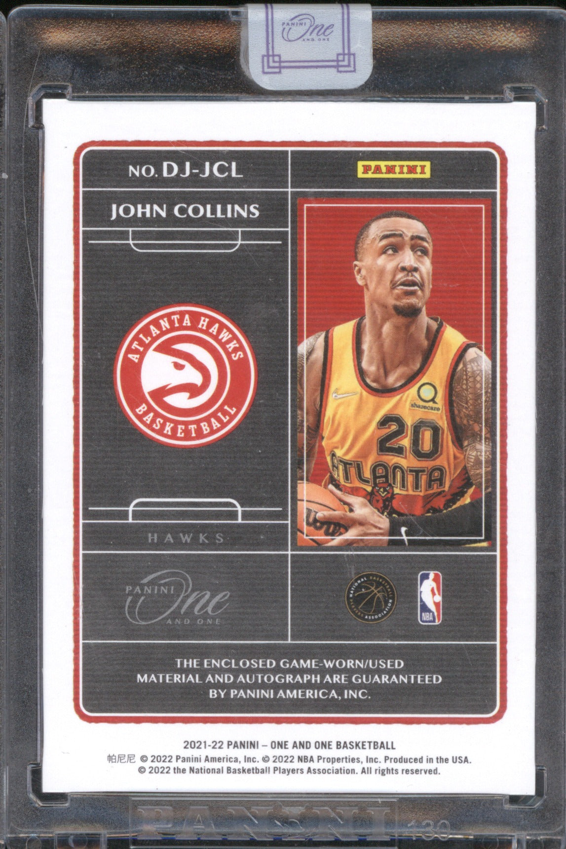 John Collins 2021-22 One and One DJ-JCL Dual Patch Auto /99
