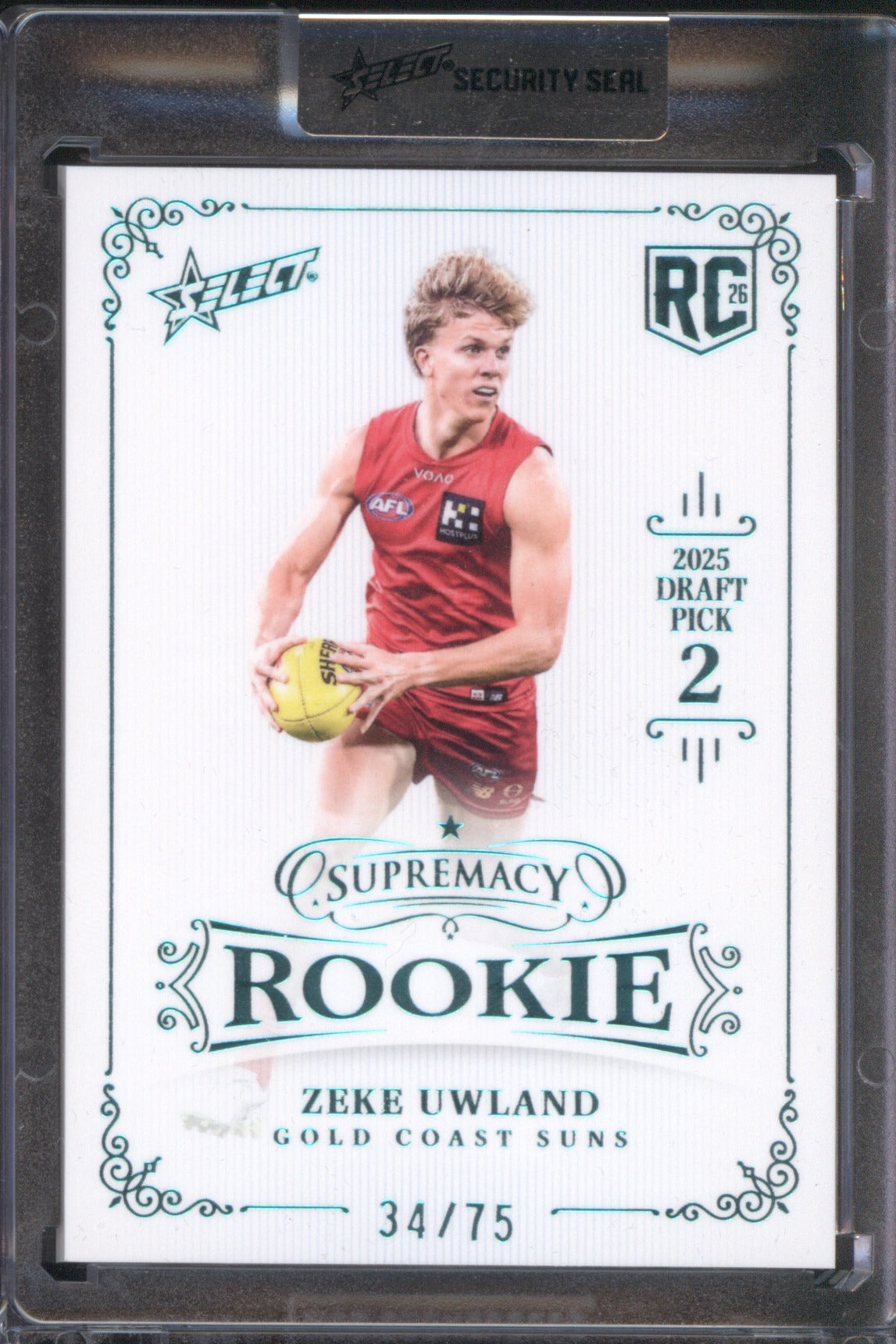 Zeke Uwland 2026 AFL Select Supremacy Rookie RPB2 Platinum Blue /75