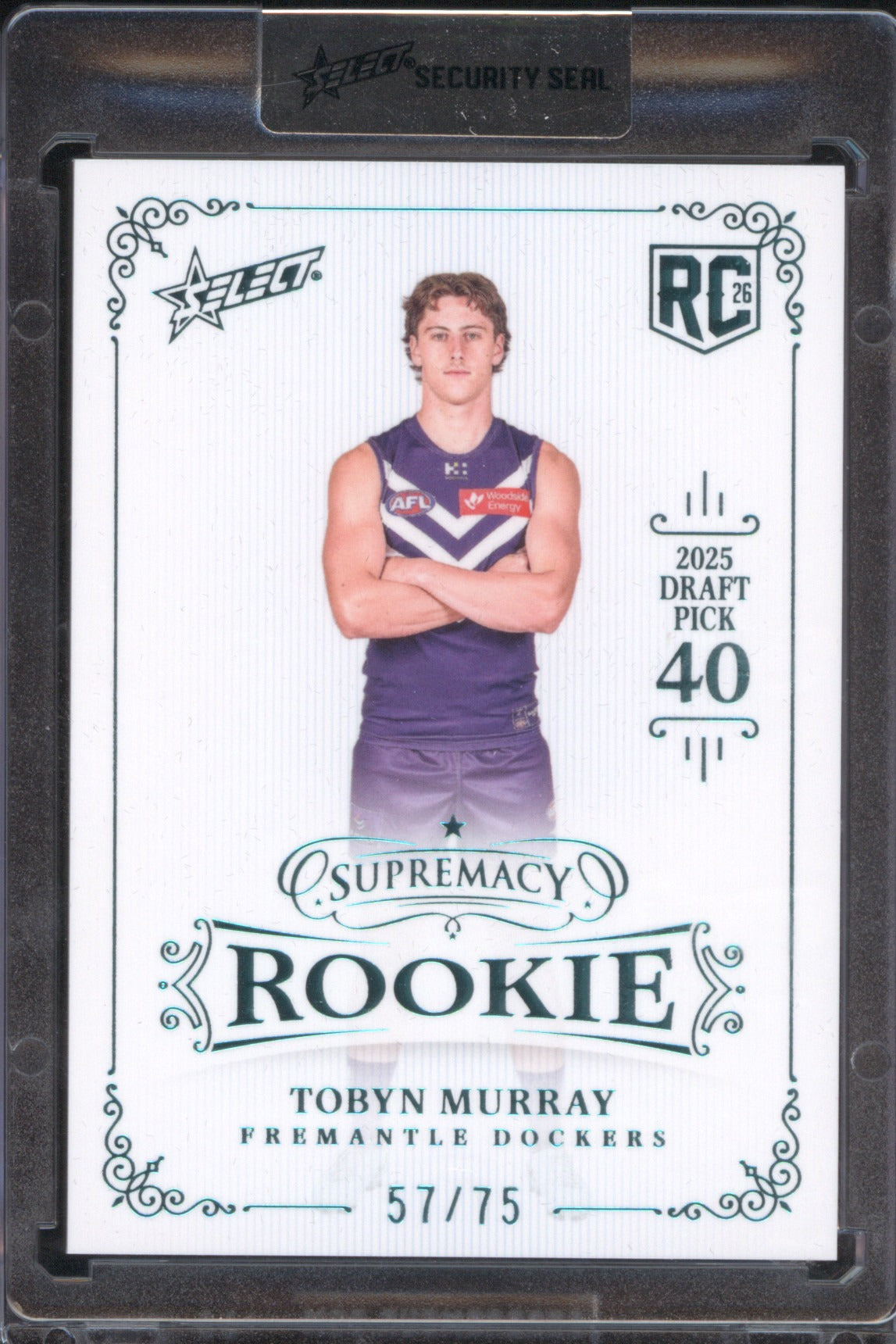Tobyn Murray 2026 AFL Select Supremacy Rookie RPB40 Platinum Blue /75