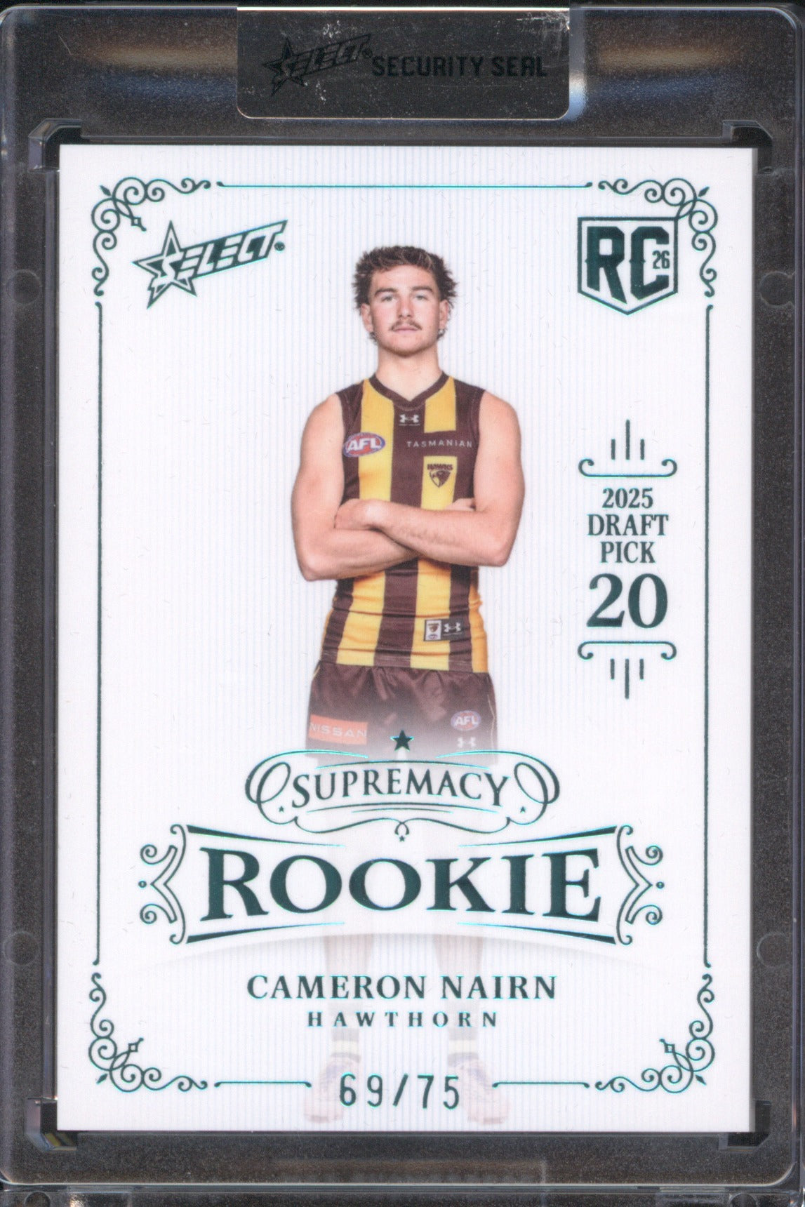 Cameron Nairn 2026 AFL Select Supremacy Rookie RPB20 Platinum Blue /75