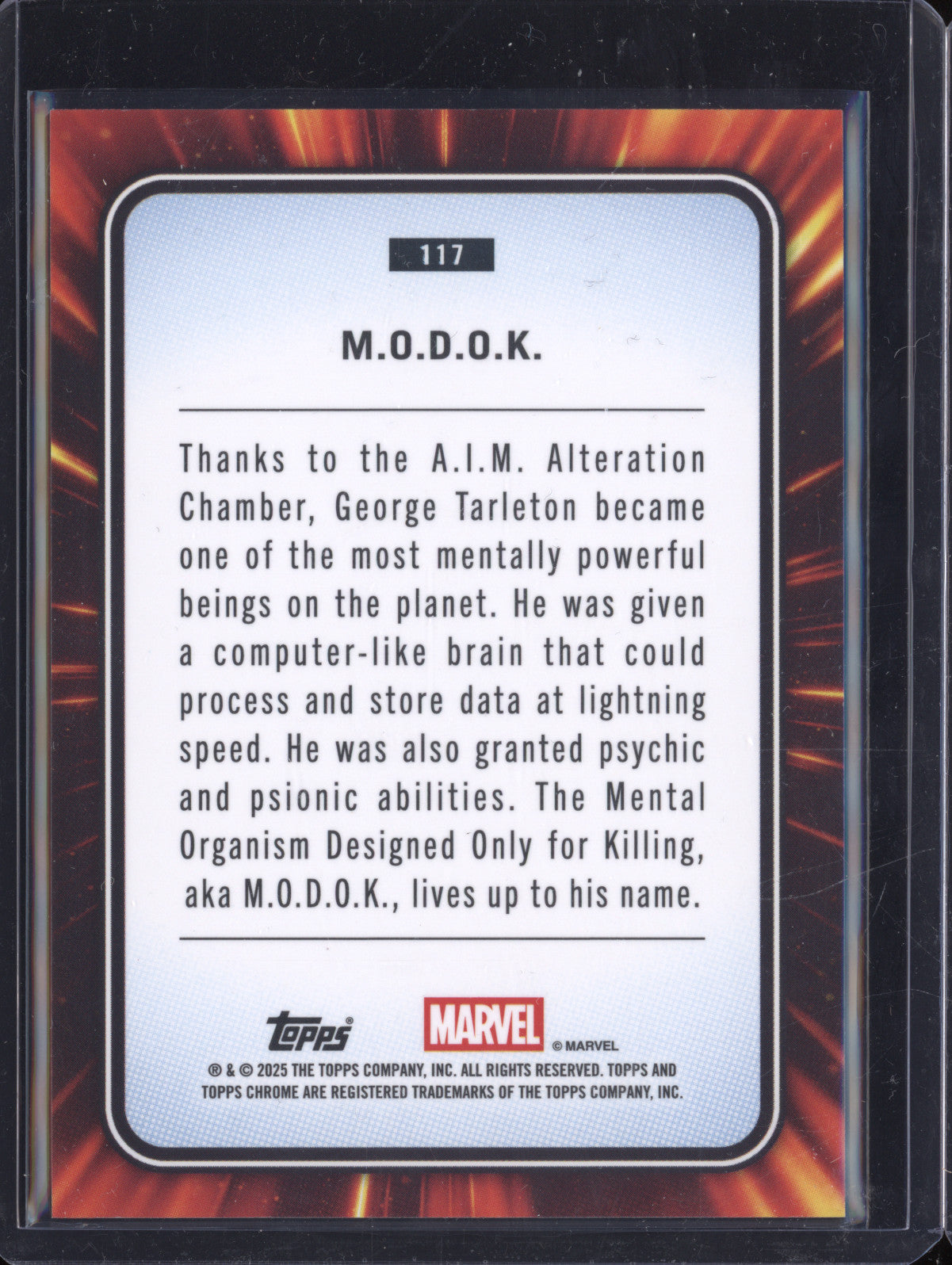 M.O.D.O.K. 2025 Topps Chrome Marvel 117 Blue & Green Shimmer Refractor 134/199