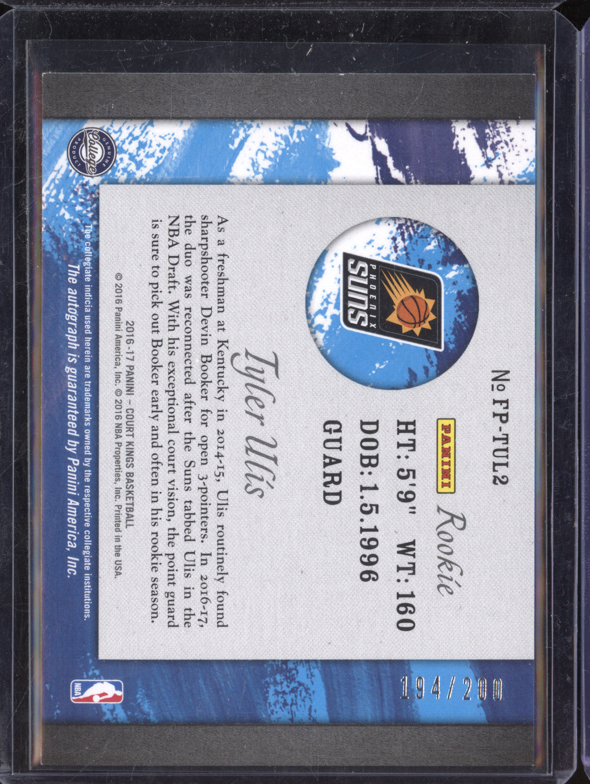 Tyler Ulis 2016-17 Panini Court Kings FP-TUL2 Fresh Paint Auto Variation 194/200