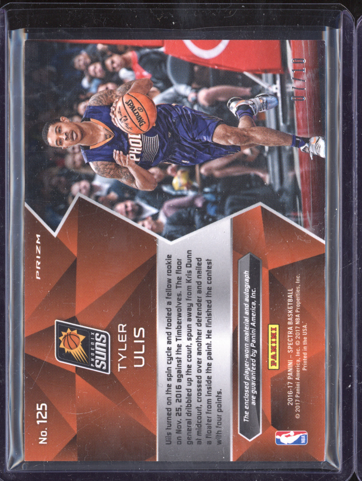 Tyler Ulis 2016-17 Panini Spectra 125 Rookie Jersey Auto Gold RC 7/10