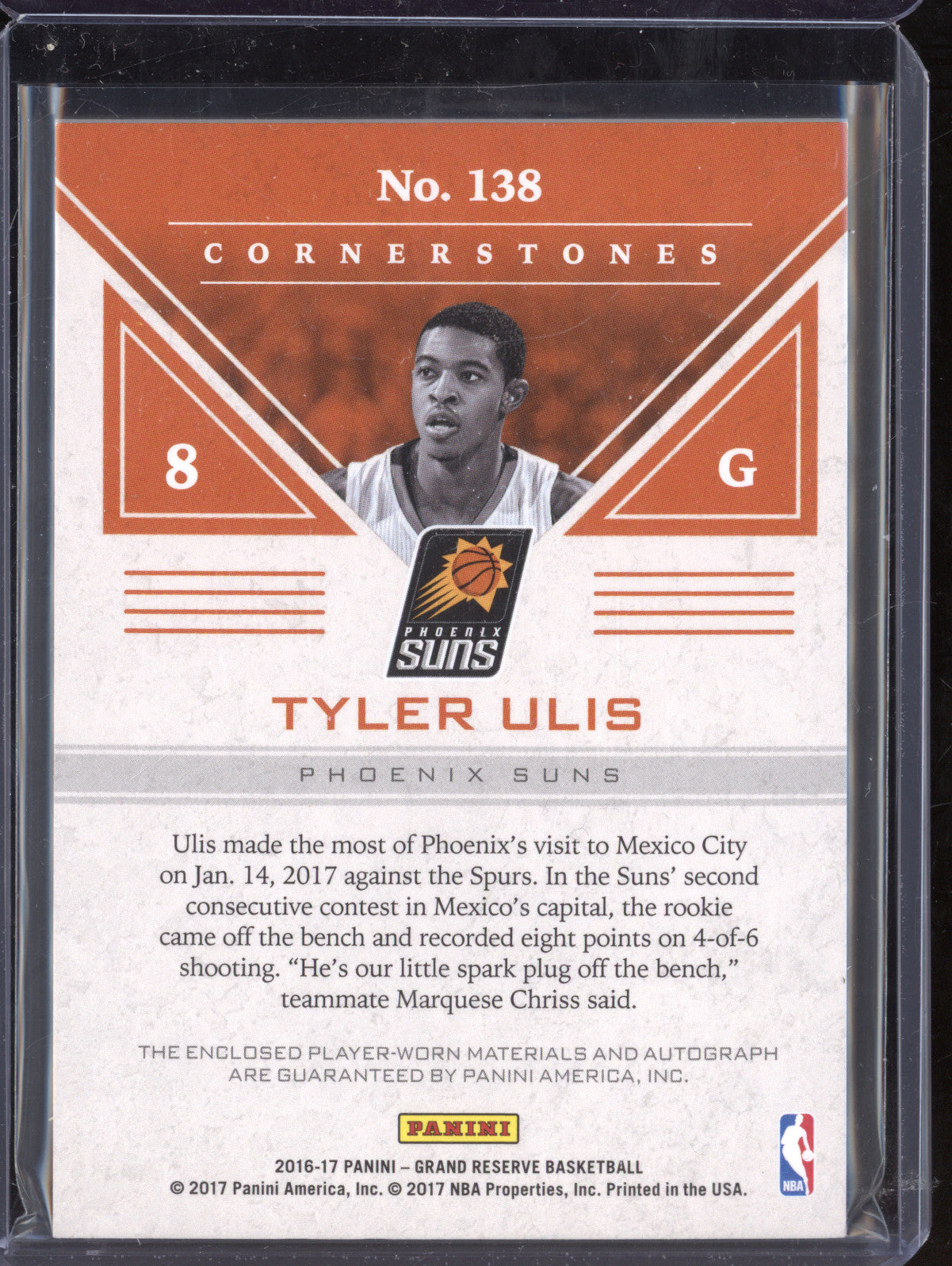 Tyler Ulis 2016-17 Panini Grand Reserve 138 Rookie Auto Quad Jersey Granite /25