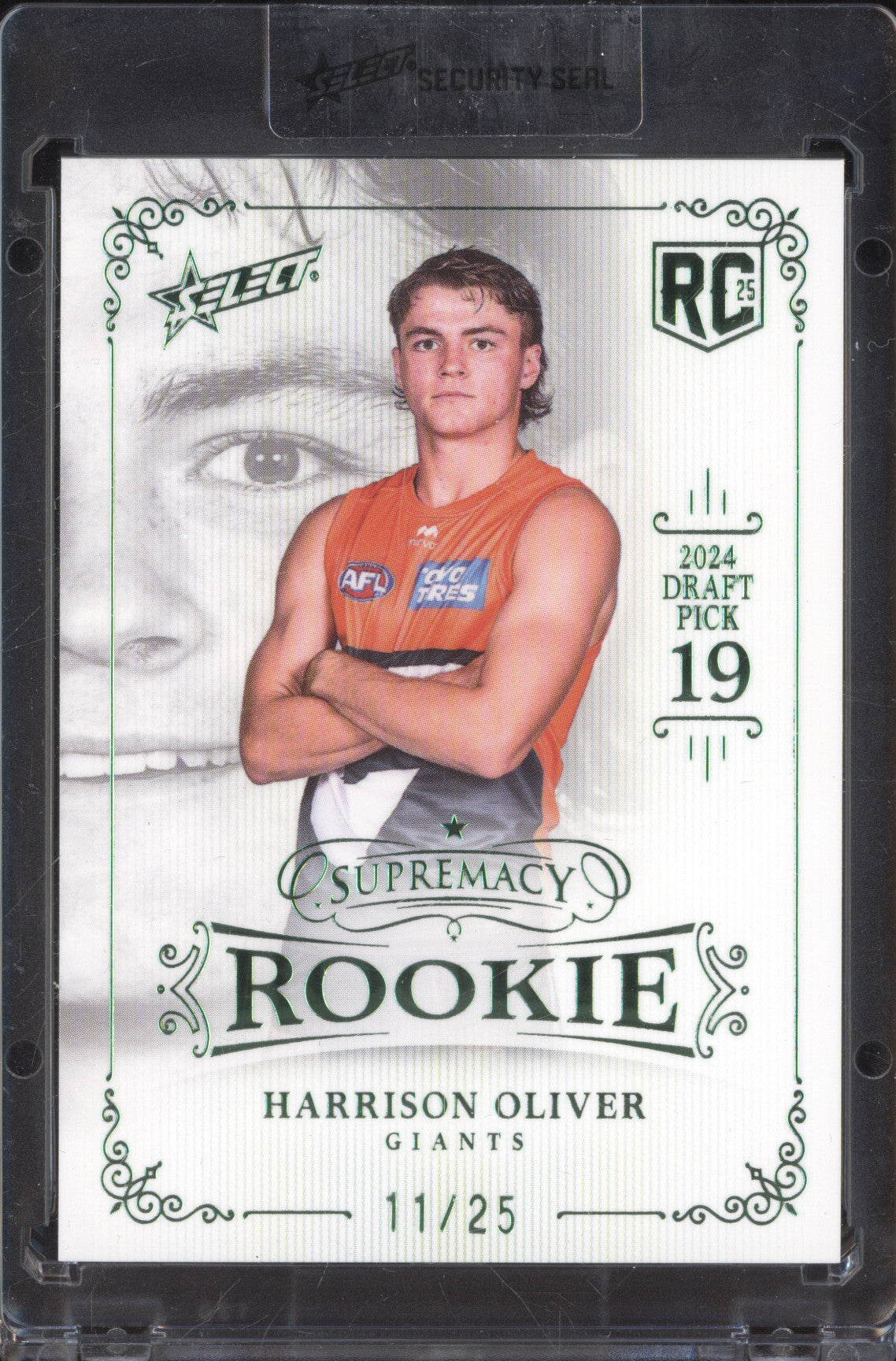 Harrison Oliver 2025 Select Supremacy Rookies RPG19 Platinum Green RC 11/25