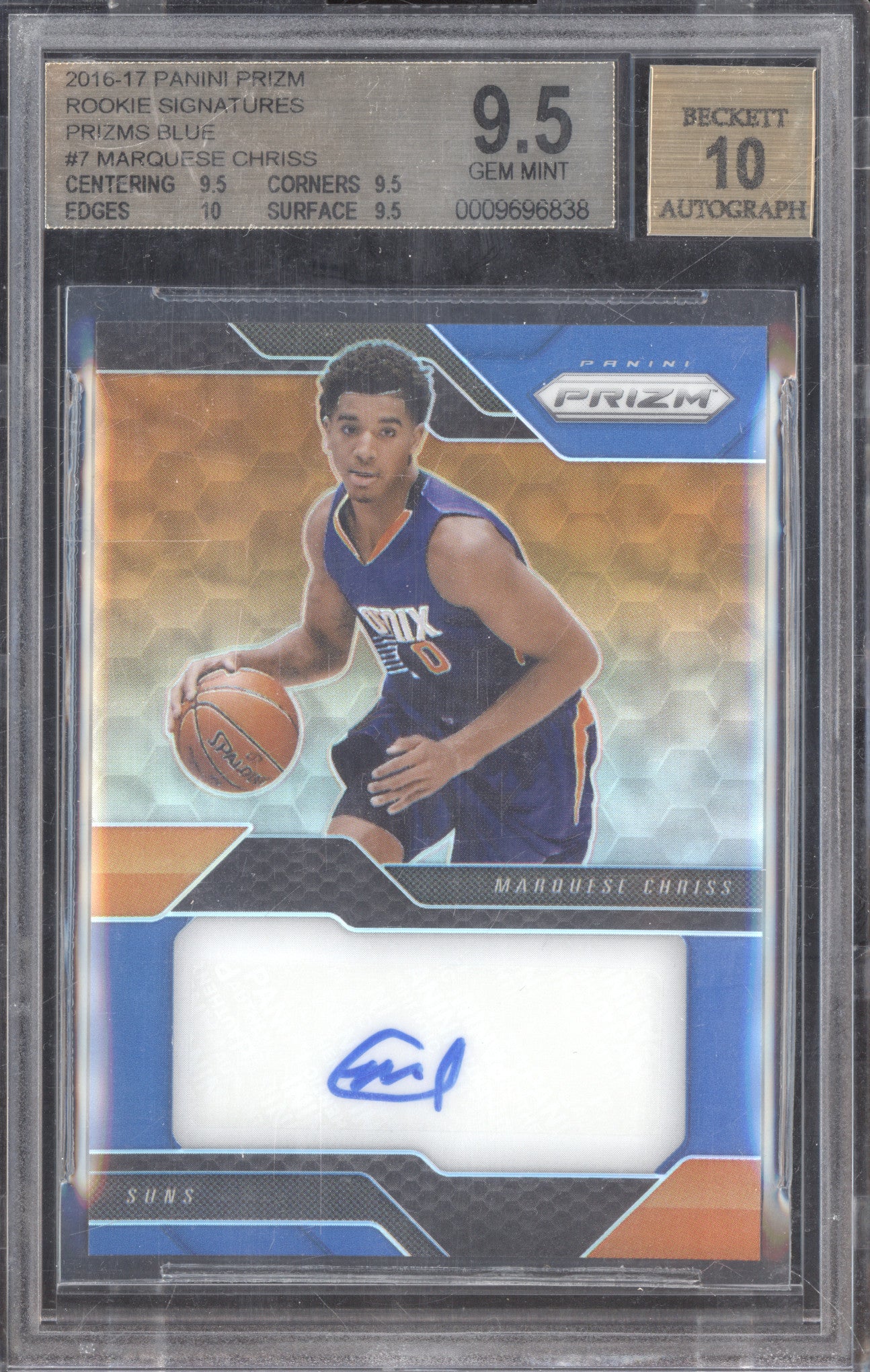 Marquese Chriss 2016-17 Panini Prizm 7 Rookie Auto Blue RC 36/49 BGS 9.5/10