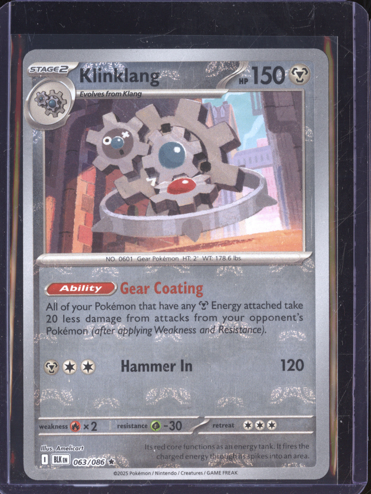 Klinklang 2025 Pokemon Black Bolt 063/086 Master Ball Reverse Holo