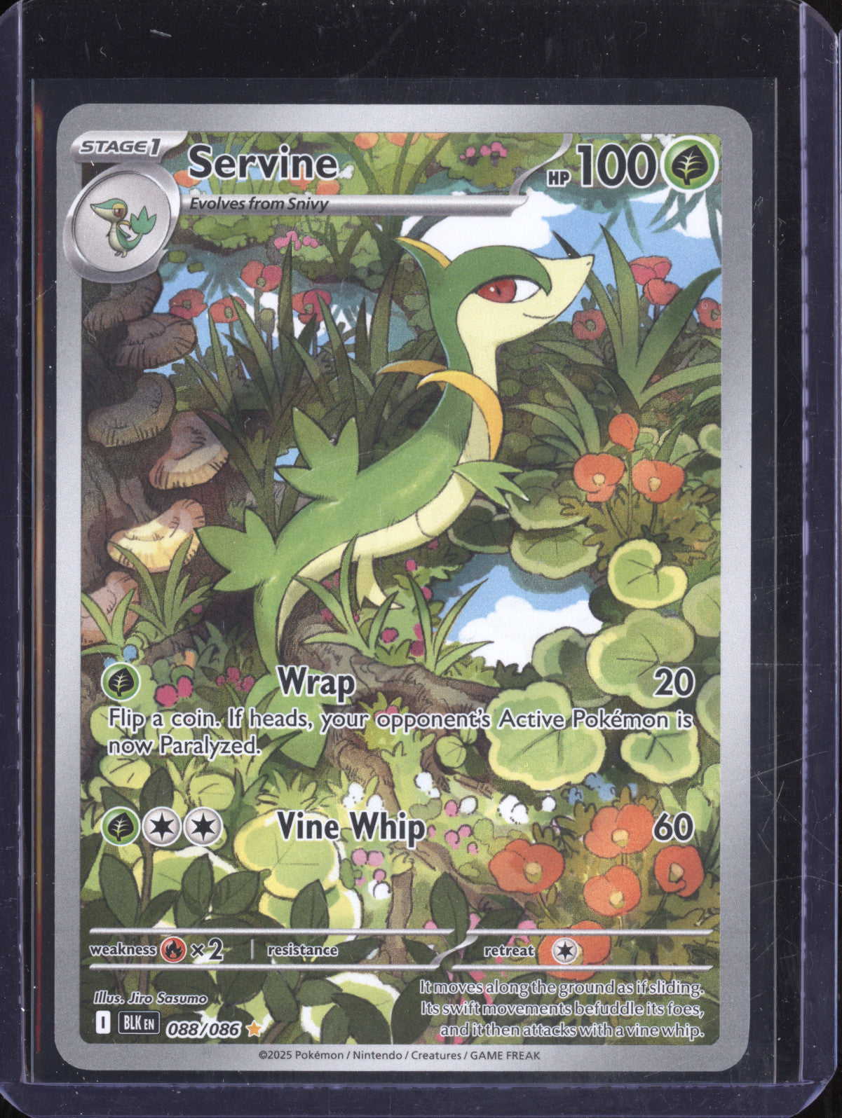 Servine 2025 Pokemon Black Bolt 088/086 Illustration Rare