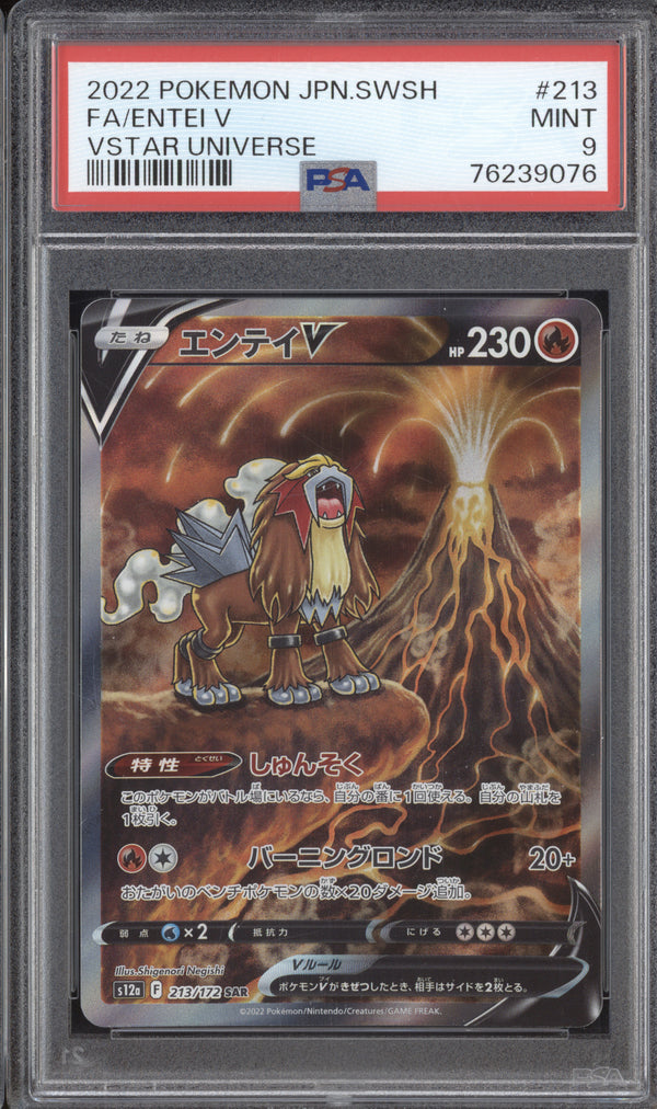 Entei V 2022 Pokemon VStar Universe 213/172 Special Art Rare PSA 9