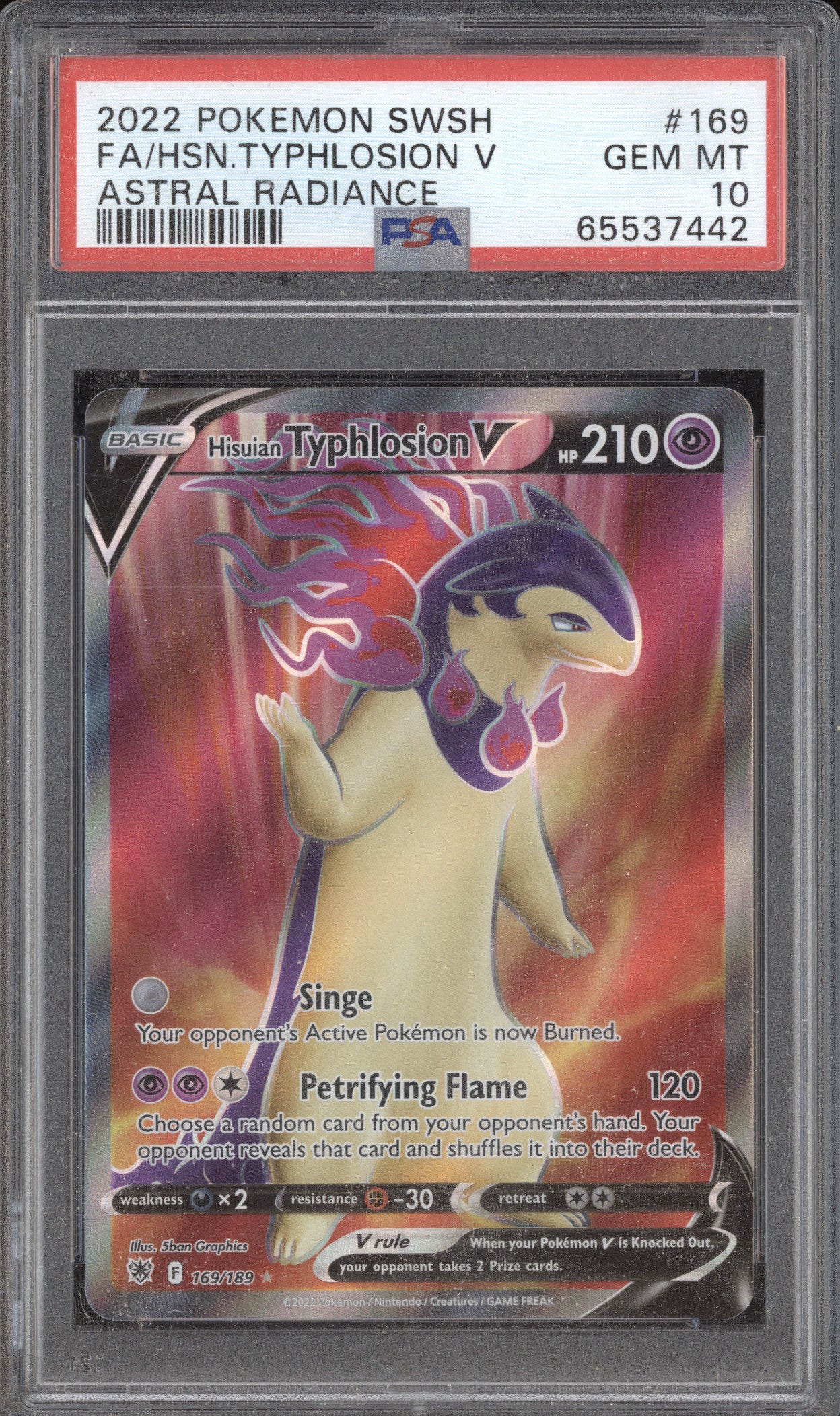 Hisuian Typhlosion V 2022 Pokemon Astral Radiance 169/189 Ultra Rare PSA 10