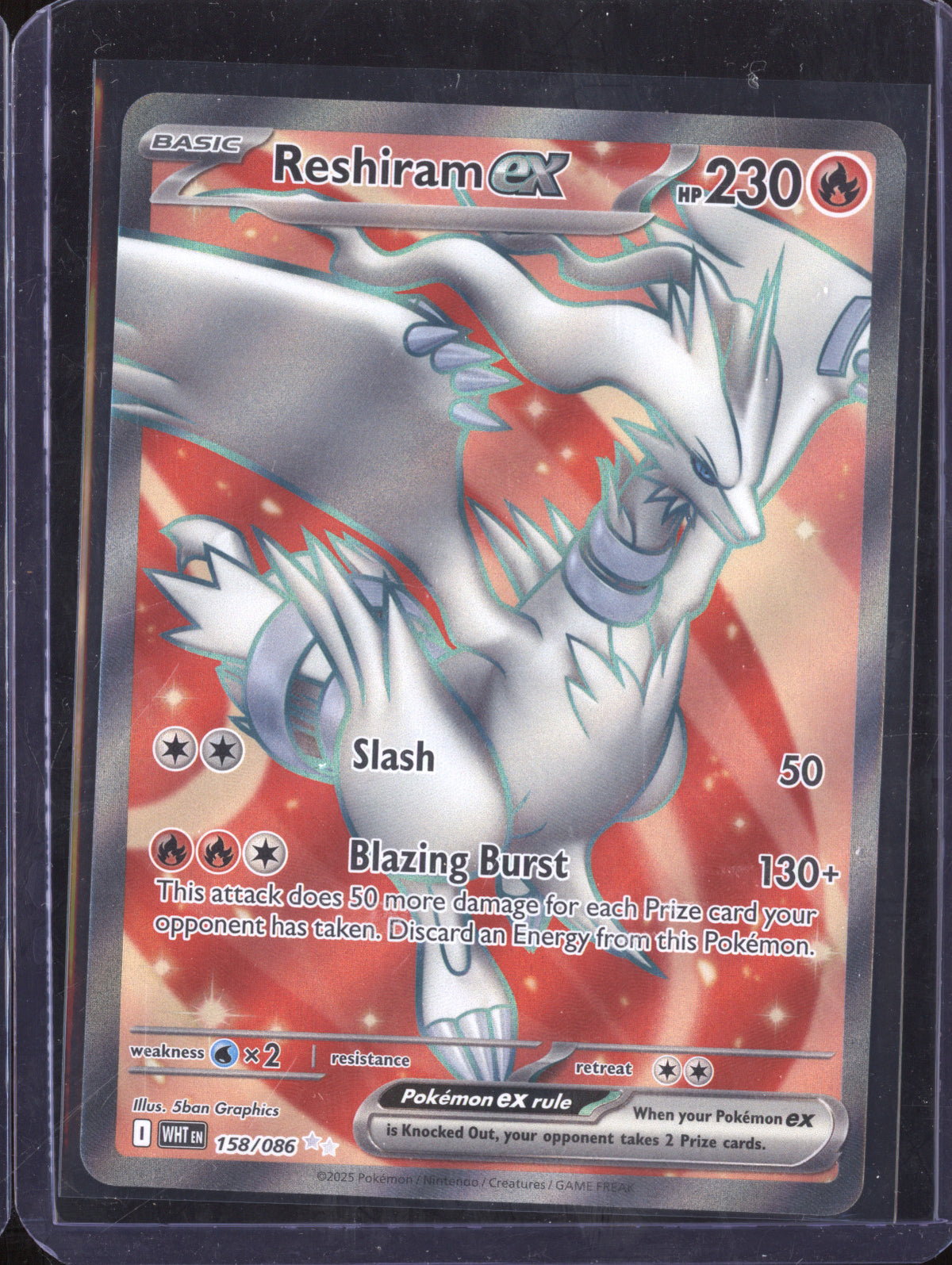 Reshiram ex 2025 Pokemon White Flare 158/086 Ultra Rare Reshiram ex 2025 Pokemon White Flare 158/086 Ultra Rare