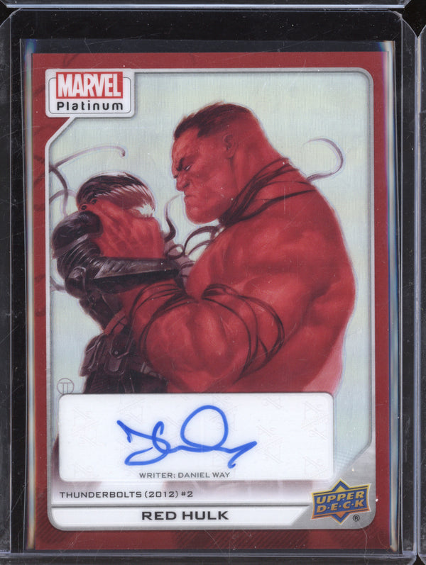 Red Hulk 2023 Upper Deck Marvel Platinum 190 Daniel Way Red Rainbow Auto