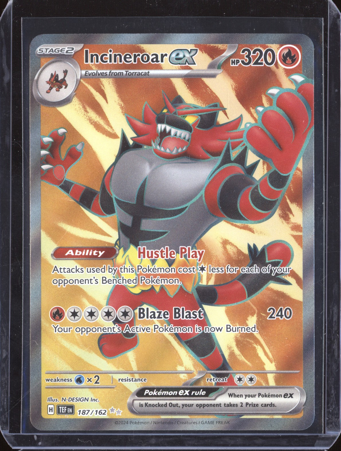 Incineroar ex 2024 Pokemon Temporal Forces 187/162 Ultra Rare