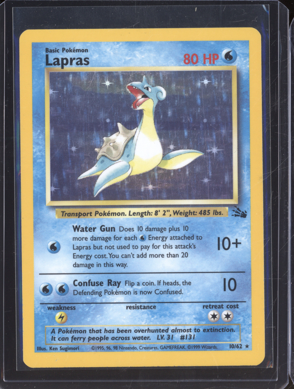 1999 Wizards of the Coast Pokemon Fossil 10/62 Lapras Holo