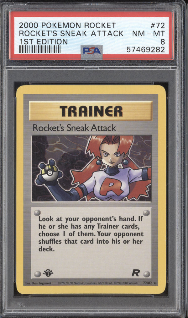 Rocket's Sneak Attack 2000 Pokemon Team Rocket 72/82 1st Edition PSA 8