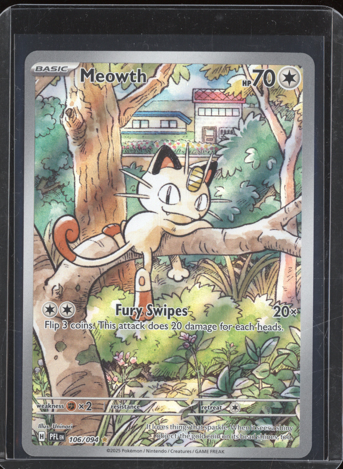 Meowth 2025 Pokemon Phantasmal Flames PFL 106/094 Illustration Rare