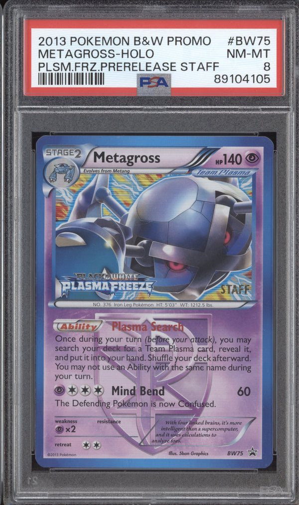 Metagross 0 Pokemon Black & White BW75 Plasma Freeze Prerelease Staff PSA 8