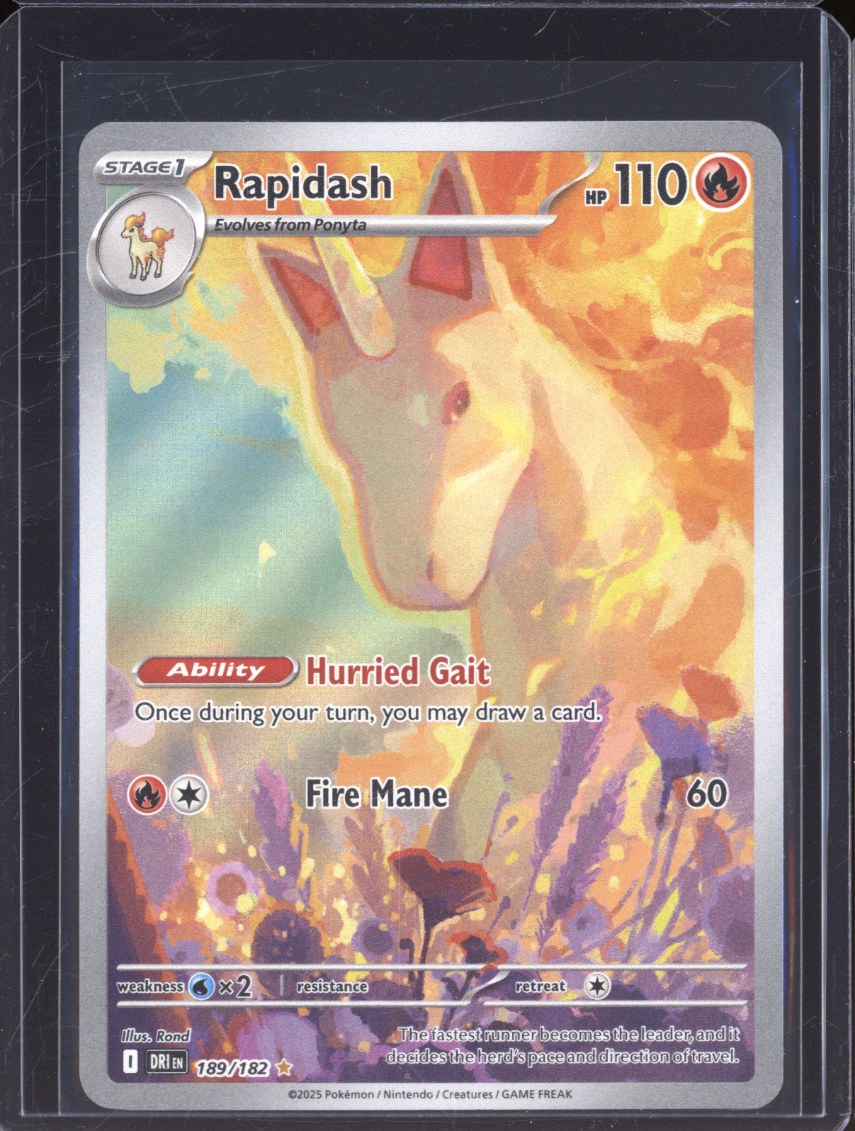 Rapidash 2025 Pokemon Destined Rivals DRI 189/182 Illustration Rare