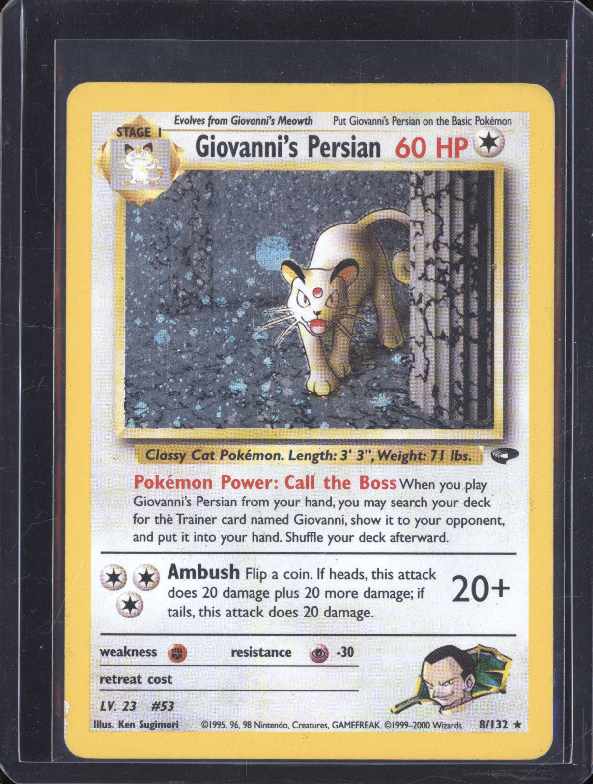 2000 Pokemon Gym Challenge 8/132 Giovanni's Persian Holo Rare
