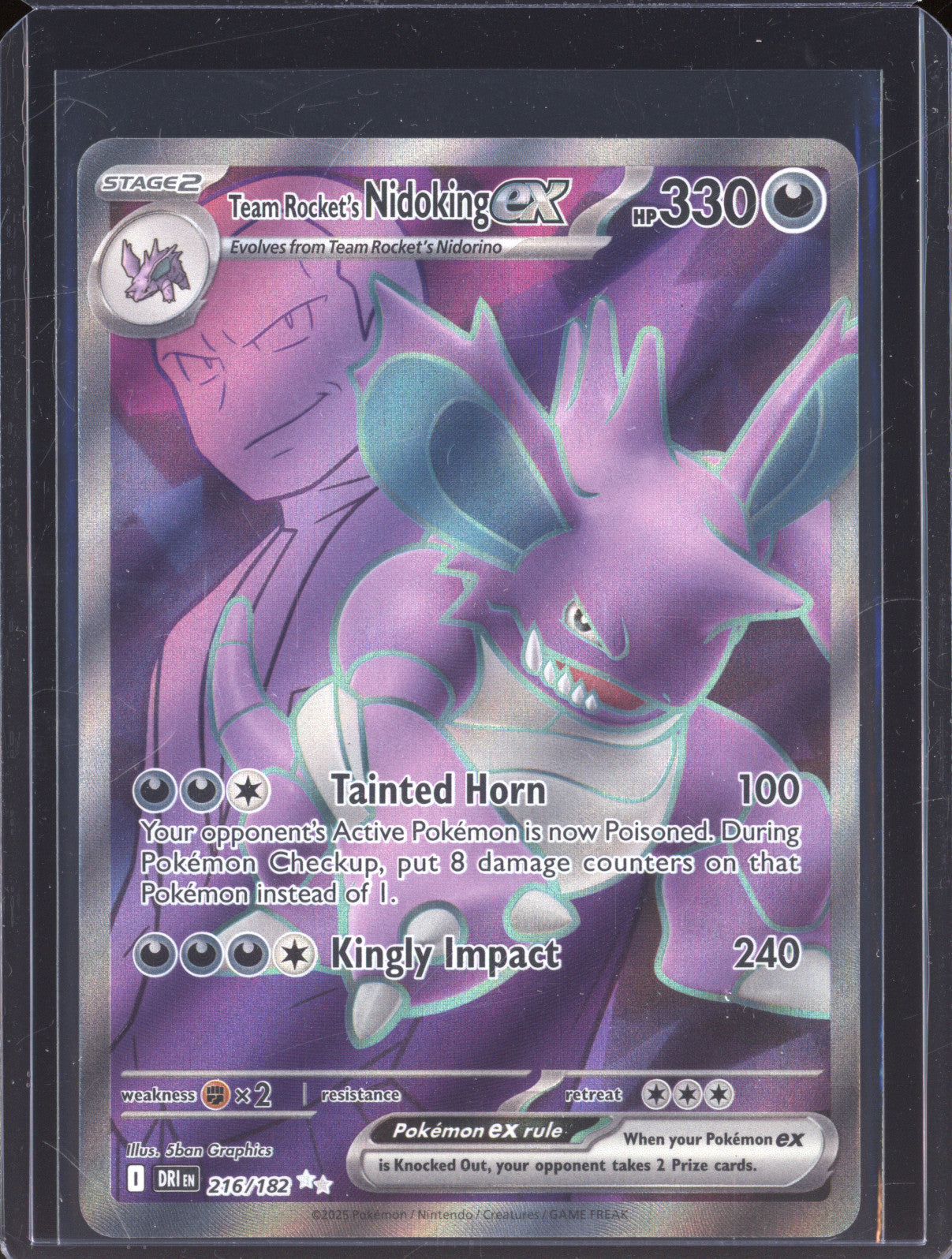 Team Rocket's Nidoking ex 2025 Pokemon Destined Rivals 216/182 Ultra Rare