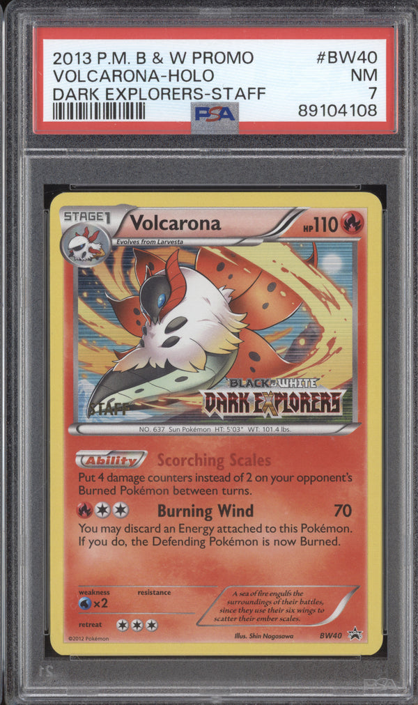 Volcarona 2013 Pokemon Black & White Promo BW40 Dark Explorers Staff PSA 7