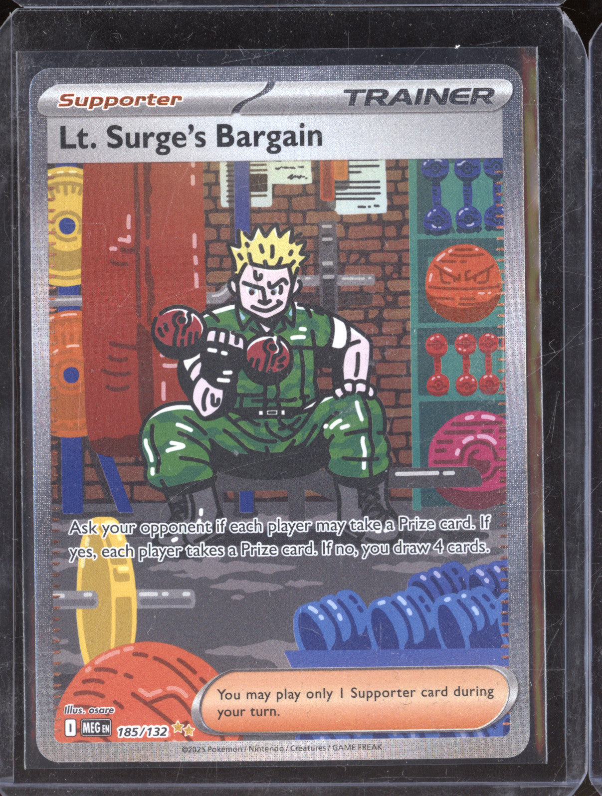 2025 Pokemon Mega Evolutions 185/132 Lt. Surge's Bargain Special Illustration
