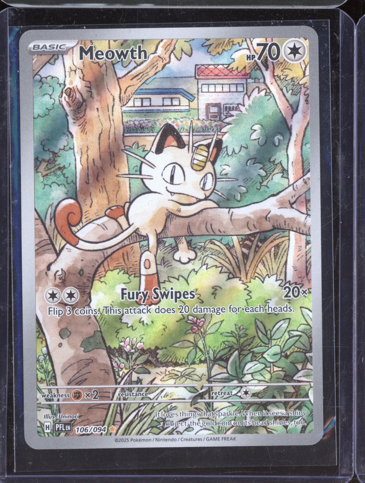 2025 Pokemon Phantasmal Flames 106/094 Meowth Illustration Rare