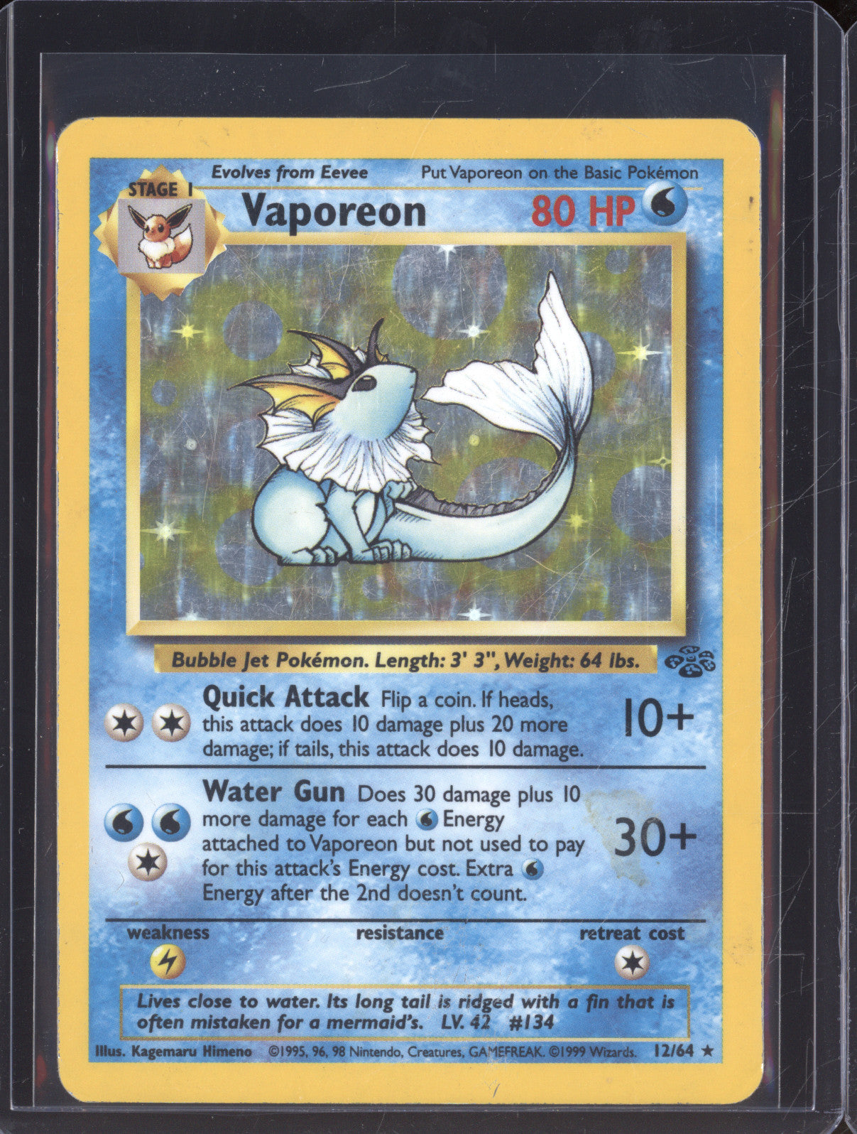 1999 Pokemon Jungle 12/64 Vaporeon Holo Rare